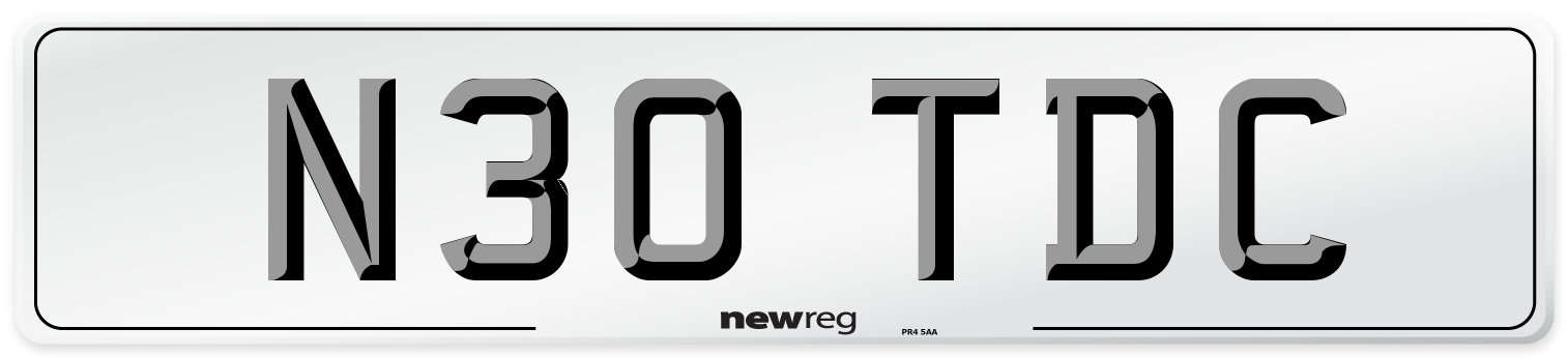 N30 TDC Number Plate from New Reg